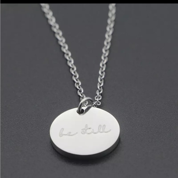 Be Still Silver Medallion Necklace - Picture 3 of 13